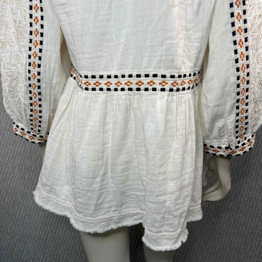 Sundance Marshmallow Embroidered Tassel Tie Open Front Bohemian Jacket‎ Womens L - Picture 8 of 12